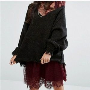 Free people irresistible fringe trim sweater Sz XS